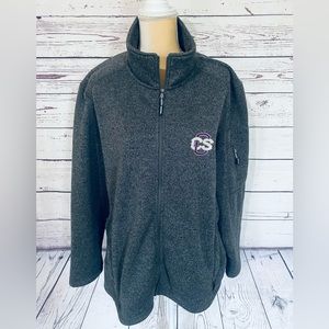 Women’s 3XL Sweater Cardigan Full Zip Gray Heavyweight Pockets Embroidered Logo